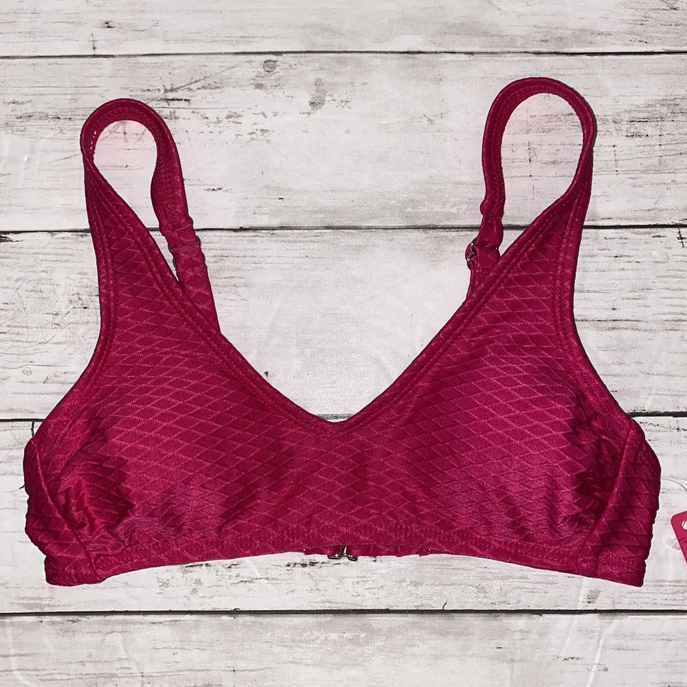 Xhilaration Bikini Top Womens XS Magenta Berry Swim Textured Bra NEW Target XS